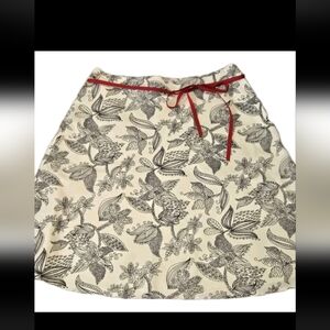 Vintage Womens Sz 14 Midi Skirt Black Floral Lined Side Zip USA Made